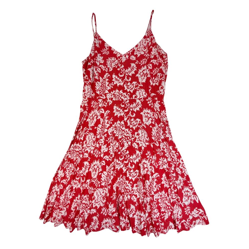 GAP Women’s Small Red White Floral Fit & Flare Sundress Adjustable Strap Dress